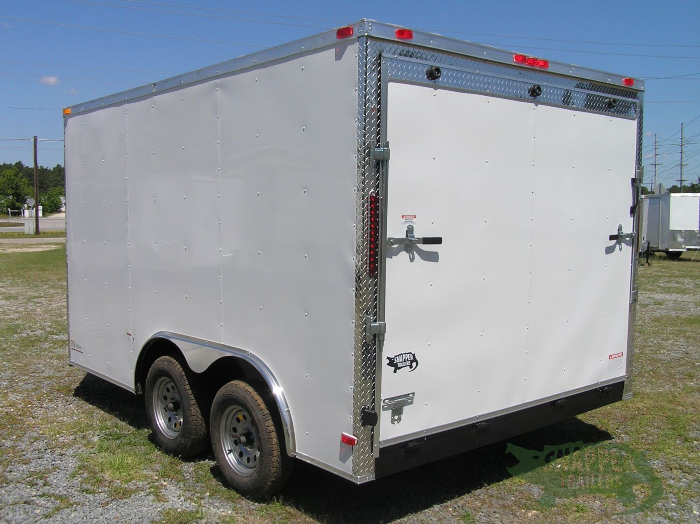 8.5x12 TA Trailer White, Ramp, Side Door Snapper Enclosed Trailers