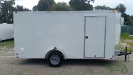Quality Cargo 6x14 SA Trailer - White, Ramp, Side Door, Extra Height
