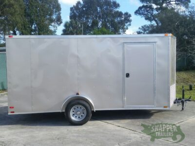 Quality Cargo 6x14 SA Trailer - Champagne, Ramp, Side Door, Extra Height