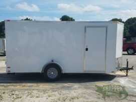 Quality Cargo 6x14 SA Trailer - White, Double Doors, Side Door, Extra Height