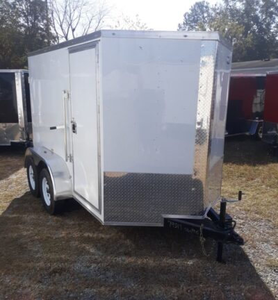 Freedom Trailers 6x10 TA Trailer - White, Barn Doors, Side Door, Extra Height