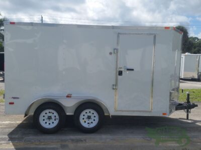 Freedom Trailers 6x12 TA Trailer - White, Double Doors, Side Door, Extra Height