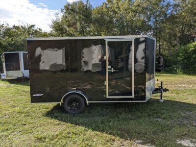 Freedom Trailers 7x12 SA Trailer - Black, Ramp, Side Door, Brakes, Extra Height
