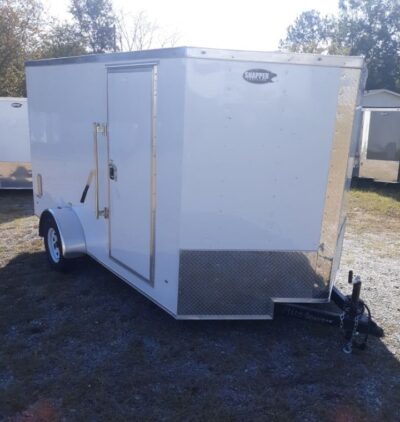 Freedom Trailers 7x12 SA Trailer - White, Ramp, Side Door, Brakes, Extra Height