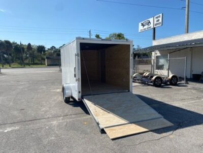 Freedom Trailers 7x12 SA Trailer - White, Ramp, Side Door, Brakes, Extra Height - Image 3