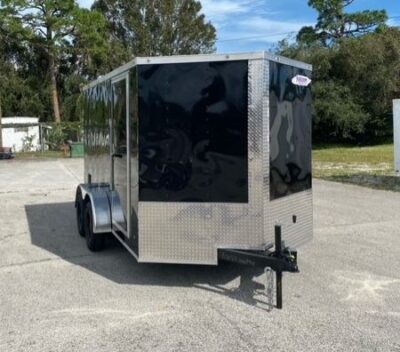 Freedom Trailers 7x12 TA Trailer - White, Double Doors, Side Door, Extra Height