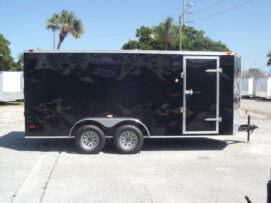 Freedom Trailers 7x16 TA Trailer - Black, Ramp, Side Door, Extra Height