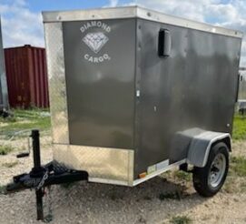 Diamond Cargo 4x6 SA Trailer - Charcoal grey, Rear Single Door