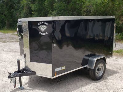 Diamond Cargo 4x8 SA Trailer - Black, Rear Single Door, Side Door - Image 2