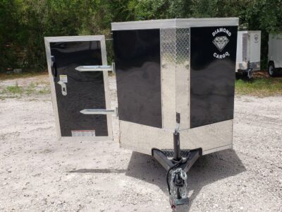 Diamond Cargo 4x8 SA Trailer - Black, Rear Single Door, Side Door - Image 15