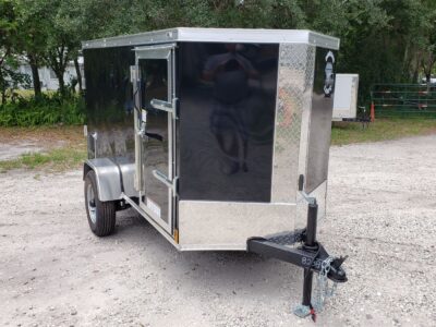 Diamond Cargo 4x8 SA Trailer - Black, Rear Single Door, Side Door - Image 16