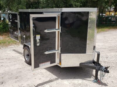 Diamond Cargo 4x8 SA Trailer - Black, Rear Single Door, Side Door - Image 14