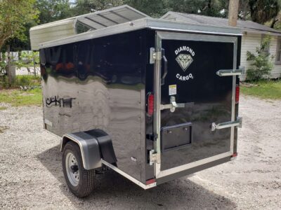 Diamond Cargo 4x8 SA Trailer - Black, Rear Single Door, Side Door - Image 7