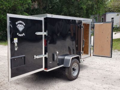 Diamond Cargo 4x8 SA Trailer - Black, Rear Single Door, Side Door - Image 10