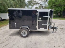 Diamond Cargo 4x8 SA Trailer - Black, Rear Single Door, Side Door