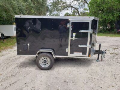 Diamond Cargo 4x8 SA Trailer - Black, Rear Single Door, Side Door