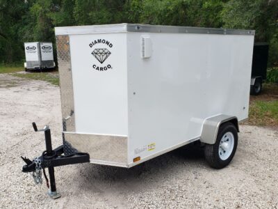 Diamond Cargo 4x8 SA Trailer - White, Rear Single Door, Side Door - Image 3