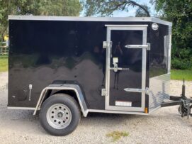 Diamond Cargo 5x8 SA Trailer - Black, Double Doors, Side Door