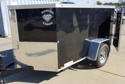 Diamond Cargo 5x8 SA Trailer - Black, Barn Doors, Stab Jacks, One Piece Aluminum Roof - Image 2