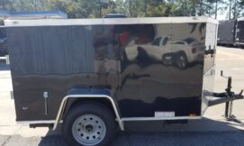 Diamond Cargo 5x8 SA Trailer - Black, Barn Doors, Stab Jacks, One Piece Aluminum Roof