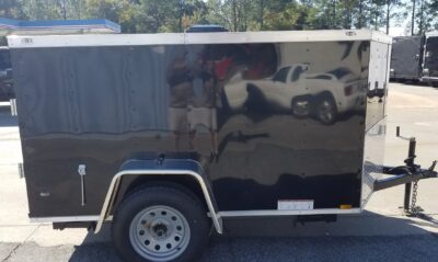 Diamond Cargo 5x8 SA Trailer - Black, Barn Doors, Stab Jacks, One Piece Aluminum Roof