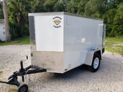 Diamond Cargo 5x8 SA Trailer - White, Barn Doors - Image 2
