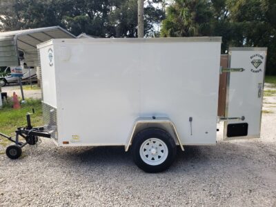 Diamond Cargo 5x8 SA Trailer - White, Barn Doors - Image 3
