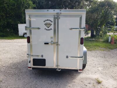 Diamond Cargo 5x8 SA Trailer - White, Barn Doors - Image 8