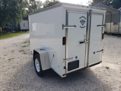 Diamond Cargo 5x8 SA Trailer - White, Barn Doors - Image 6
