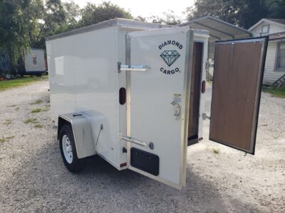 Diamond Cargo 5x8 SA Trailer - White, Barn Doors - Image 5