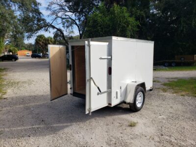 Diamond Cargo 5x8 SA Trailer - White, Barn Doors - Image 9
