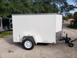 Diamond Cargo 5x8 SA Trailer - White, Barn Doors