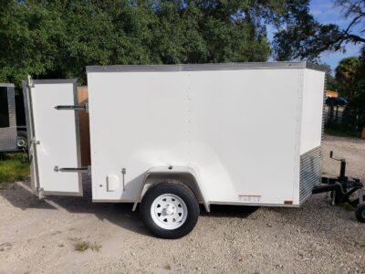 Diamond Cargo 5x8 SA Trailer - White, Barn Doors - Image 11