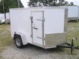 Diamond Cargo 5x8 SA Trailer - White, Rear Ramp, Side Door