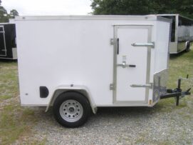 Diamond Cargo 5x8 SA Trailer - White, Ramp, Side Door