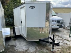 Diamond Cargo 5x8 SA Trailer - White, Ramp, Side Door