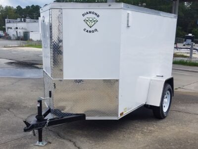 Diamond Cargo 5x8 SA Trailer - White, Barn Door - Image 2