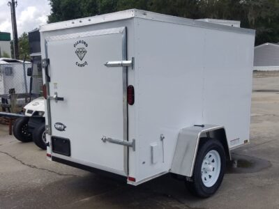 Diamond Cargo 5x8 SA Trailer - White, Barn Door - Image 5