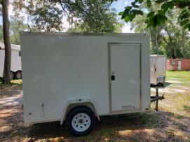 Diamond Cargo 6x10 SA Trailer - White, Barn Doors, Side Door, Extra Height