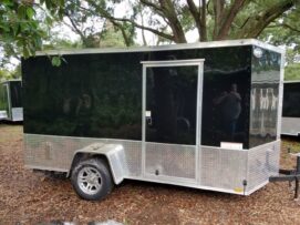 Diamond Cargo 6x12 SA Trailer - Black, Ramp, Side Door, Extra Height, Motorcycle Package