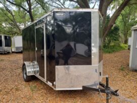 Diamond Cargo 6x12 SA Trailer - Black, Barn Doors, Side Door, Extra Height