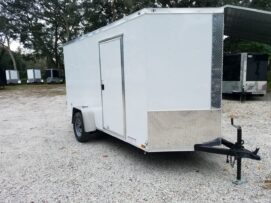 Diamond Cargo 6x12 SA Trailer - White, Barn Doors, Side Door, Extra Height