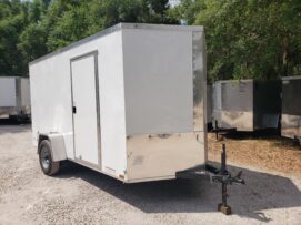 Diamond Cargo 6x12 SA Trailer - White, Barn Doors, Side Door, Extra Height, Insulated