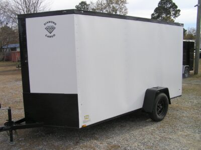 Diamond Cargo 6x12 SA Trailer - White, Ramp, Side Door, Blackout, Embossed - Image 2