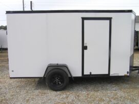 Diamond Cargo 6x12 SA Trailer - White, Ramp, Side Door, Blackout, Embossed