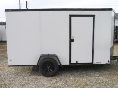 Diamond Cargo 6x12 SA Trailer - White, Ramp, Side Door, Blackout, Embossed