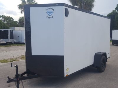 Diamond Cargo 6x12 SA Trailer - White Embossed, Ramp, Side Door, Extra Height, Blackout Package - Image 2