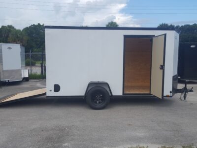 Diamond Cargo 6x12 SA Trailer - White Embossed, Ramp, Side Door, Extra Height, Blackout Package - Image 9
