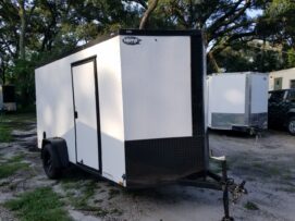 Diamond Cargo 6x12 SA Trailer - White, Ramp, Side Door, Extra Height, Blackout