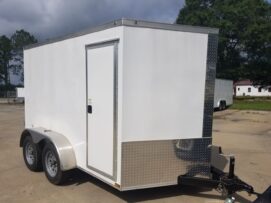 Diamond Cargo 7x10 TA Trailer - White, Bran Doors, Side Door, Extra Height
